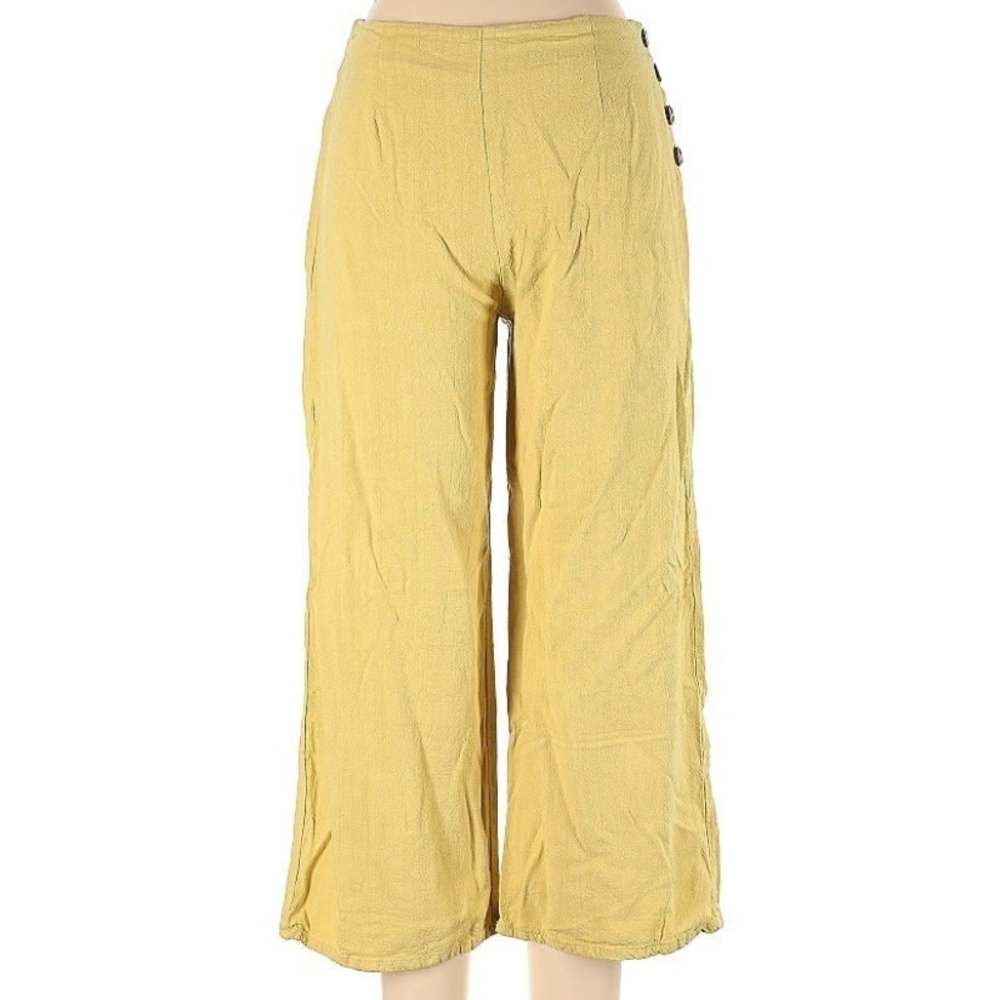 Yellow Culotte pants with stretchy waist